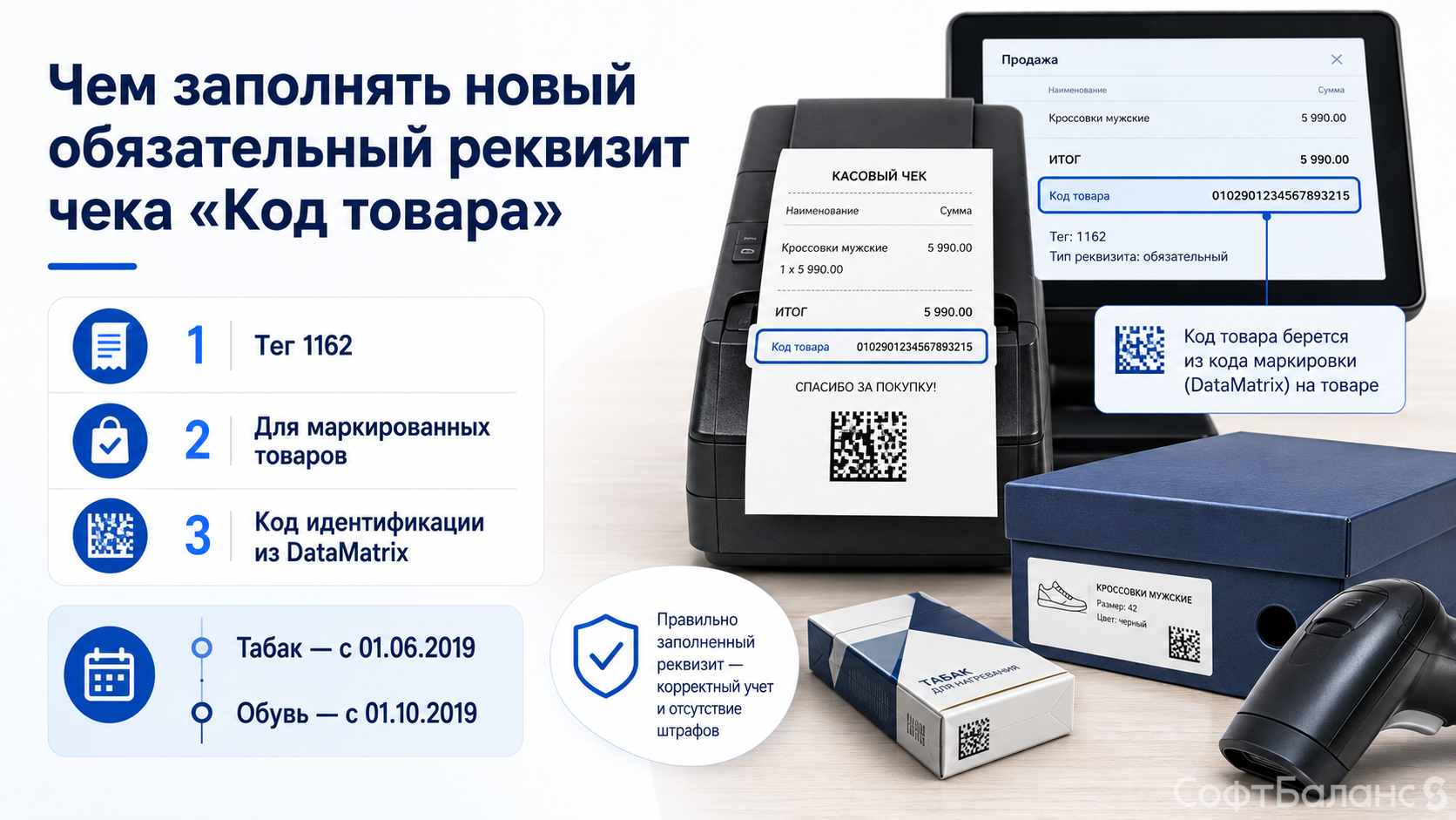 Чем заполнять новый обязательный реквизит чека «Код товара»