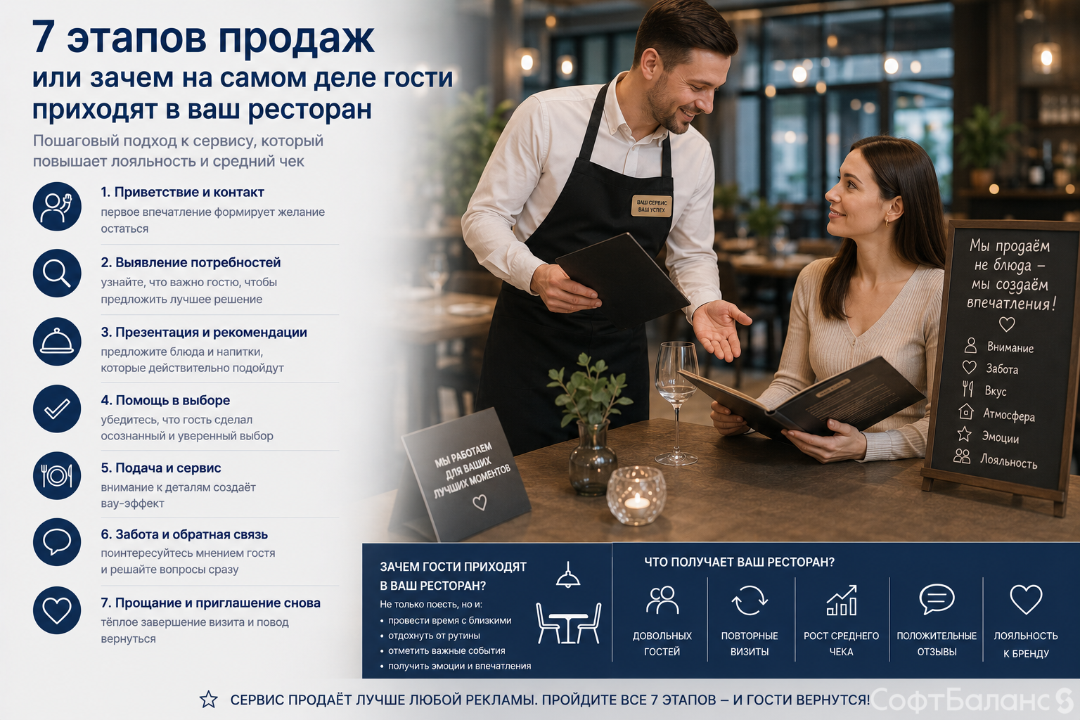 7 этапов продаж или зачем на самом деле гости приходят в ваш ресторан